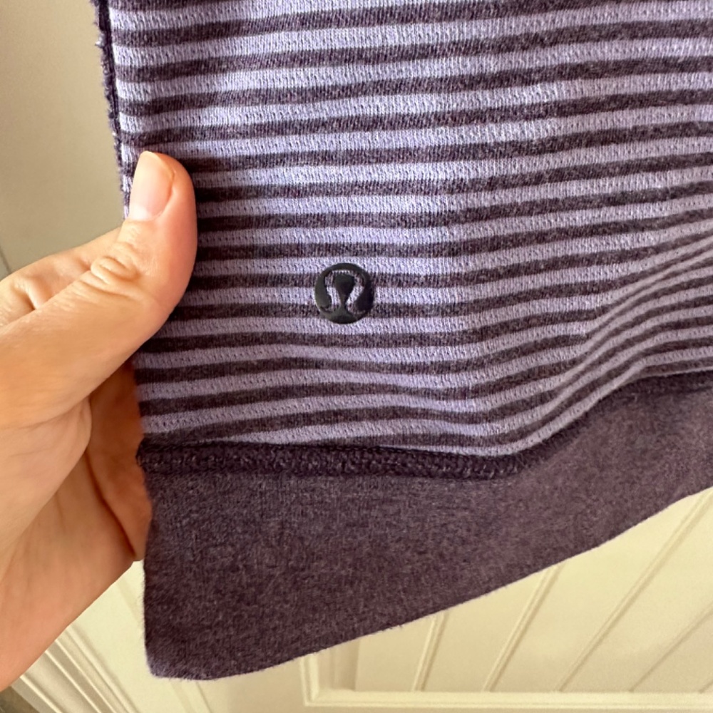 Lululemon Athletic Reversible Stripe Crew Neck Long Sleeve Top Shirt Purple - Picture 3 of 12